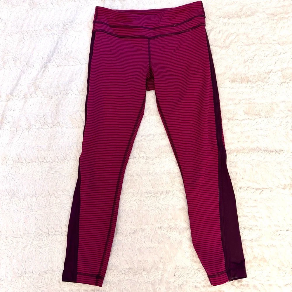 Lululemon Run: Pace Tight Size 6 – Hyper Stripe Bordeaux Drama/Bumble Berry - Picture 2 of 8